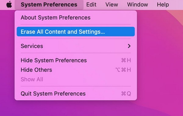 system preferences erase all