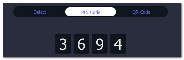 click qr code pin code detect button