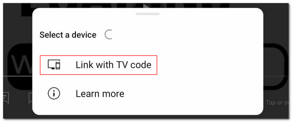 tap link with tv code button