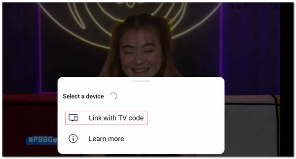 tap link with tv code button