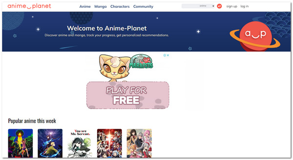 anime planet interface