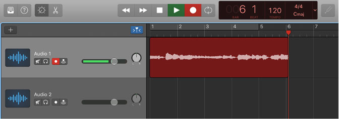 garageband recording volume