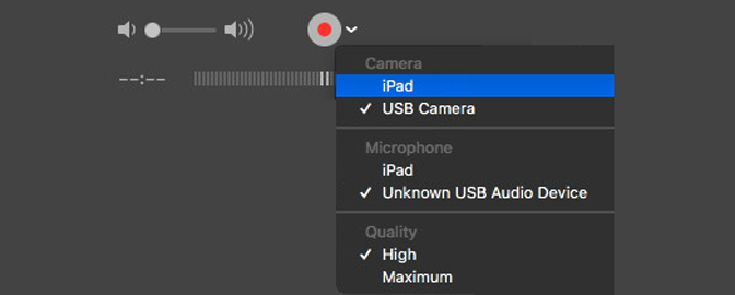 How to Record Gameplay on iPad quicktime menu