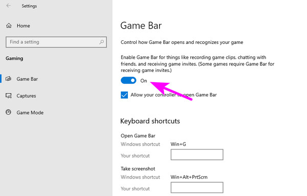 turn on xbox game bar