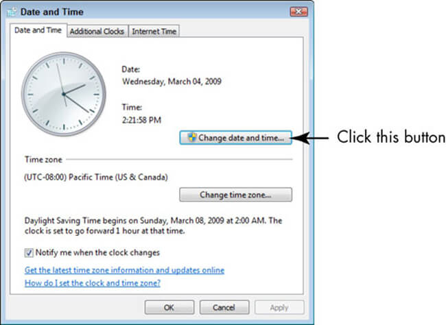 Time timing setting