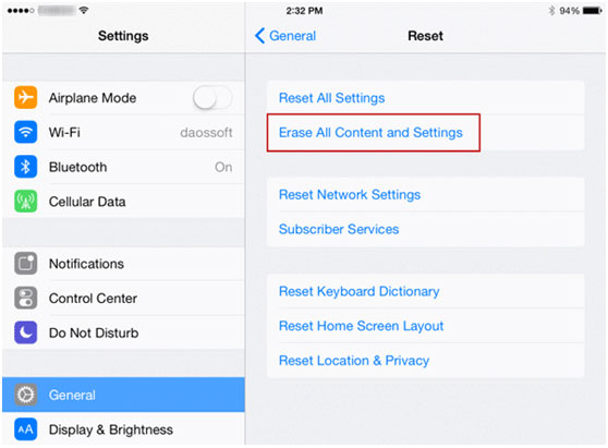 Erase iOS Device