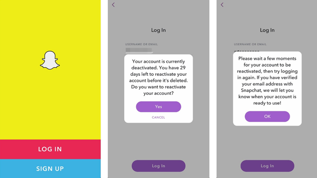 reactivating snapchat