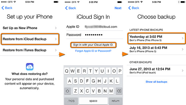 Restore iPhone from iCloud Backup