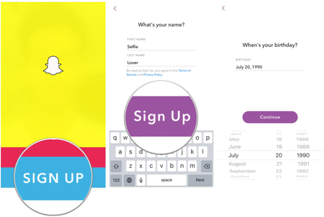 snapchat sign up with gmail without phone number