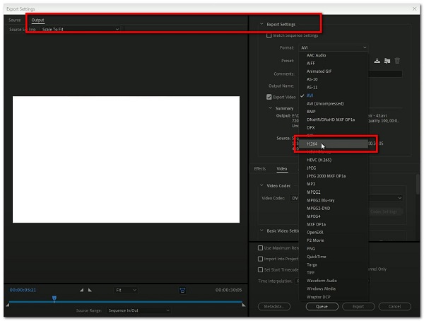 output media format