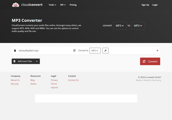 convert audio to mp3 via cloudconvert mp3 covnerter