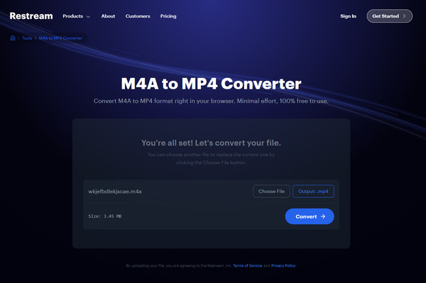 restream m4a to mp4 video converter