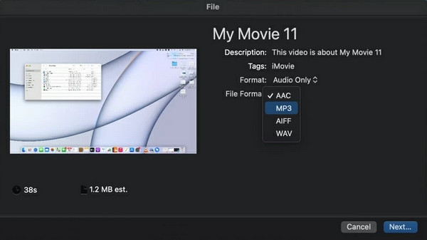 convert mov to mp3 using imovie