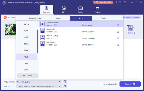 set up output format