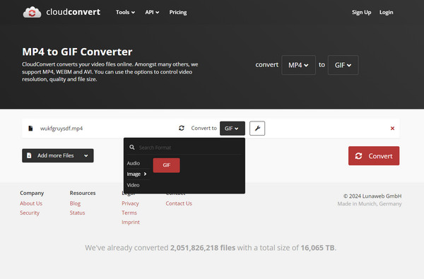 convert webm to gif using cloudconvert