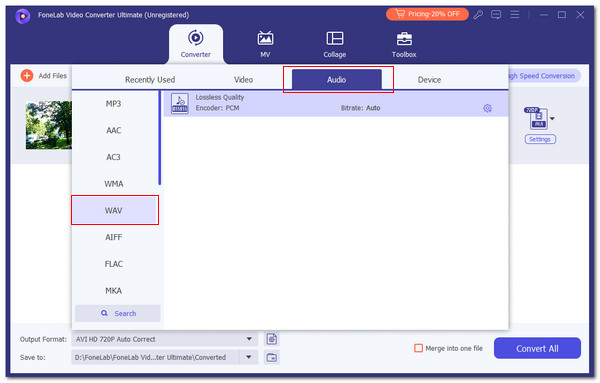 choose wav file format