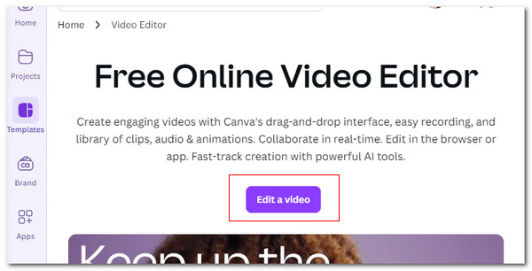 click edit a video button