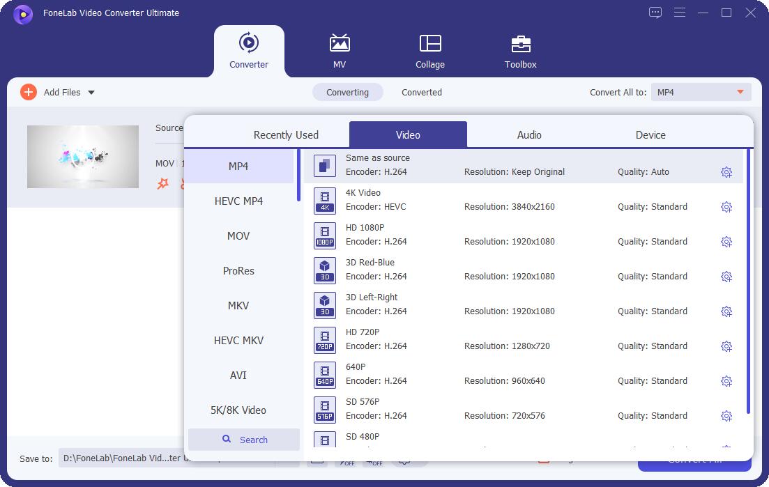 output resolution panel