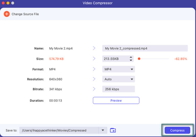 click compress button