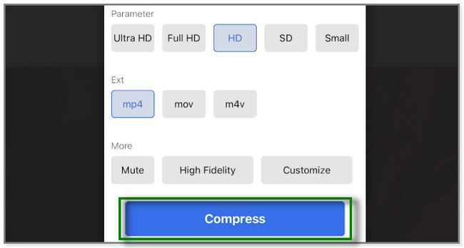 tap the Compress button