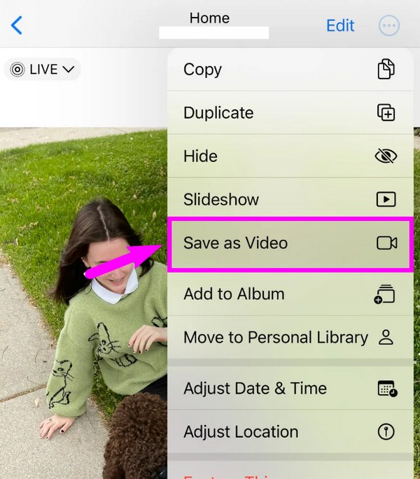 save live photo as video on photos app