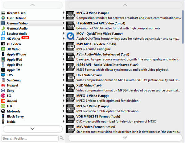 output format s