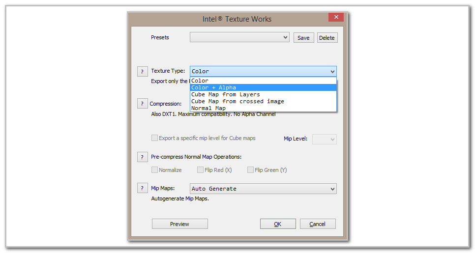 intel texture works dds plugin interface