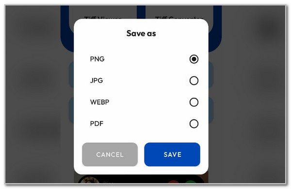 tap save button