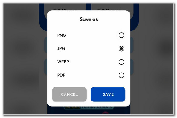 tap save button