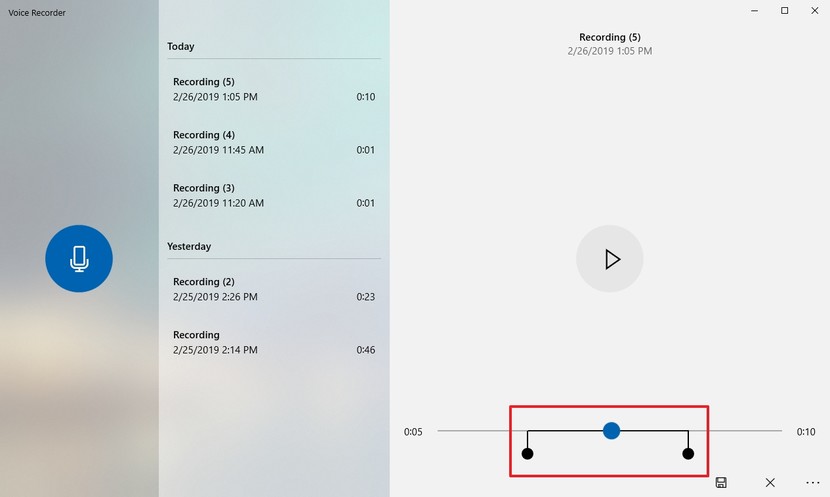 trim audio file voicerecorder