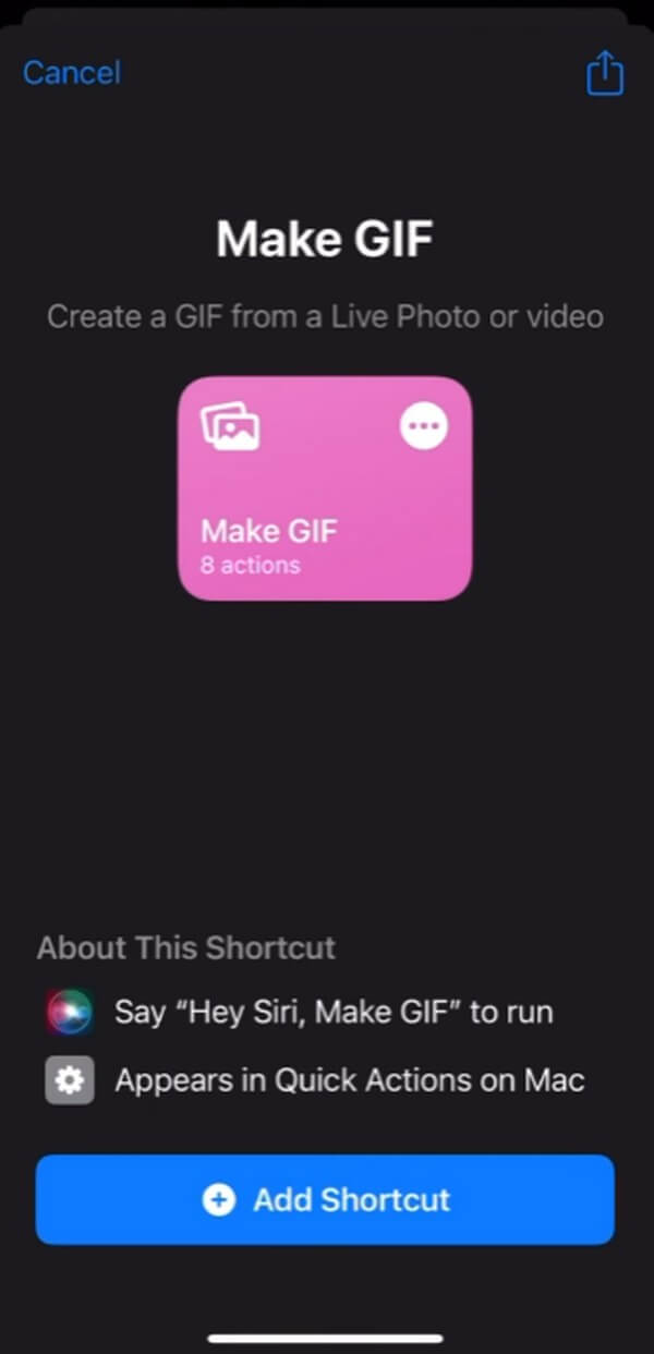 搜索制作 GIF 并点击添加快捷方式选项卡
