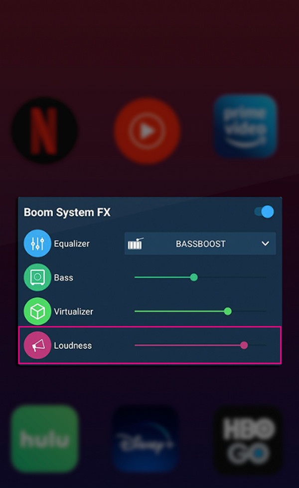 adjust loudness slider